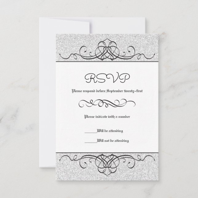 Faux Glitter Formal Vintage Flourish - Placa RSVP (Frente)