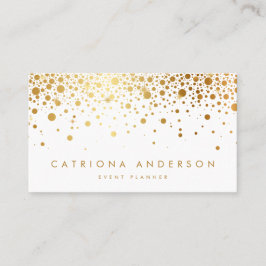 Faux Gold Foil Confetti Cartão de visita | Branco