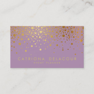 Faux Gold Foil Confetti Cartão de visita Lilac