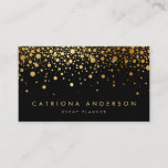 Faux Gold Foil Confetti Cartão de visita | Preto<br><div class="desc">Cartão de visita personalizável. Esta é uma folha de ouro falsa - não haverá folha de ouro real.</div>