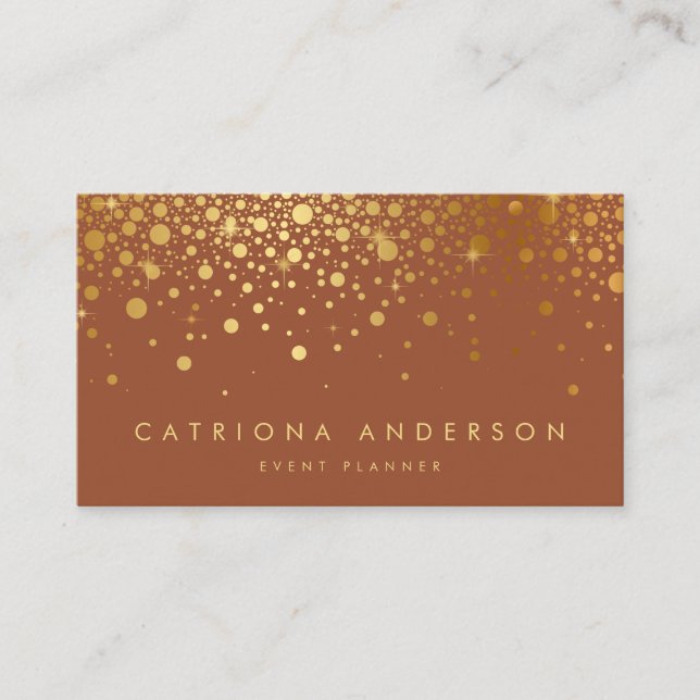 Faux Gold Foil Confetti Cartão de visita | Terraco (Frente)