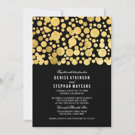 Faux Gold Foil Confetti Convite para Casamento Neg