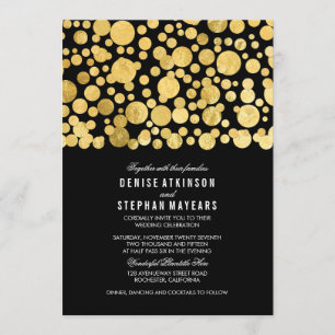 Faux Gold Foil Confetti Convite para Casamento Neg