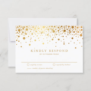 Faux Gold Foil Confetti Pontos de Casamento Cartão