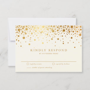 Faux Gold Foil Confetti Pontos RSVP de Casamento