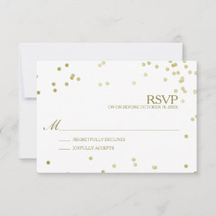 Faux Gold Foil Confetti Wedding RSVP sem número