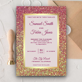 Faux Gold Foil Cor-de-rosa-reluzente Convite para 