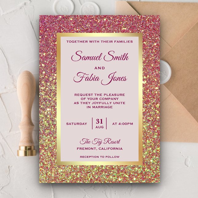 Faux Gold Foil Cor-de-rosa-reluzente Convite para  (Criador carregado)