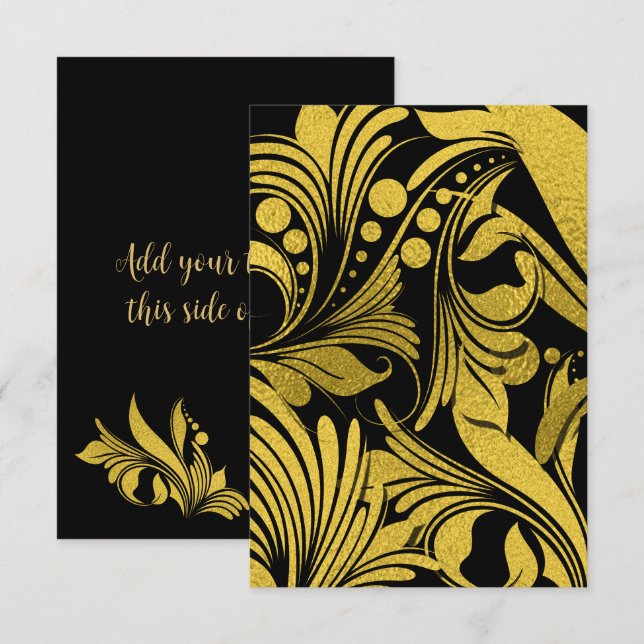 Faux Gold Foil Elegante Swashes (Frente/Verso)