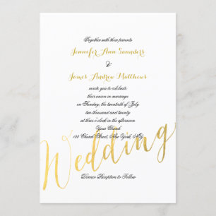 Faux Gold Foil Glamor Convite Para Casamento