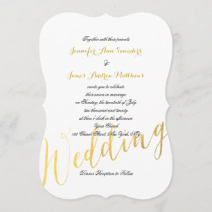 Faux Gold Foil Glamor   Convites De Casamento