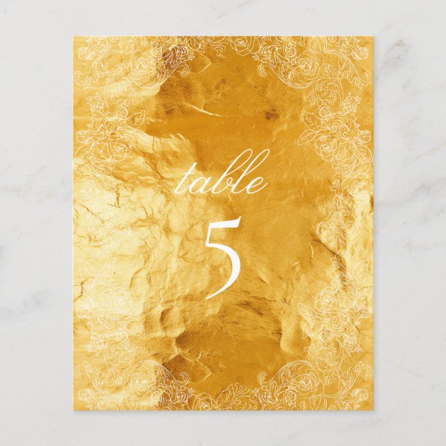 Faux Gold Foil Mesa Rococo Ferida Botânica (Frente)