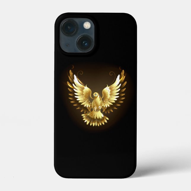 Faux Gold Foil Peace Dove em Preto (Verso)