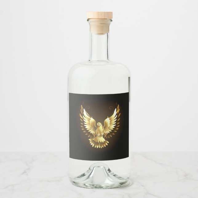 Faux Gold Foil Peace Dove em Preto (Frente)