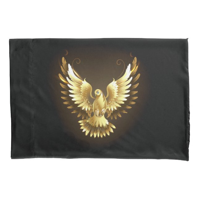 Faux Gold Foil Peace Dove em Preto (Frente-Esquerda)