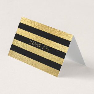 Faux Gold Foil Texture and Black Stripe Obrigado