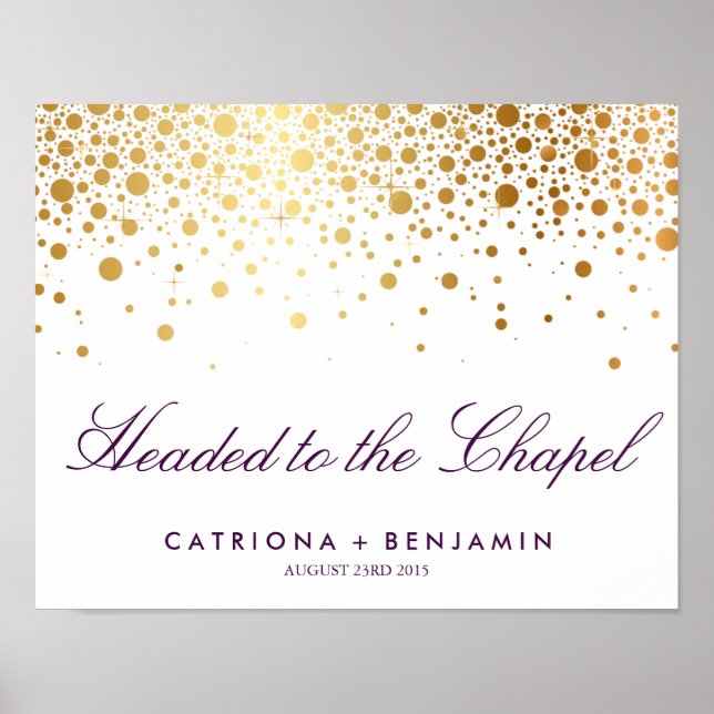 Faux Gold Foil Wedding Poster | Listagem personali (Frente)