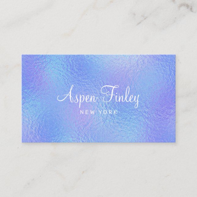 Faux Iridescente Foil Elegante Cartão de visita (Frente)