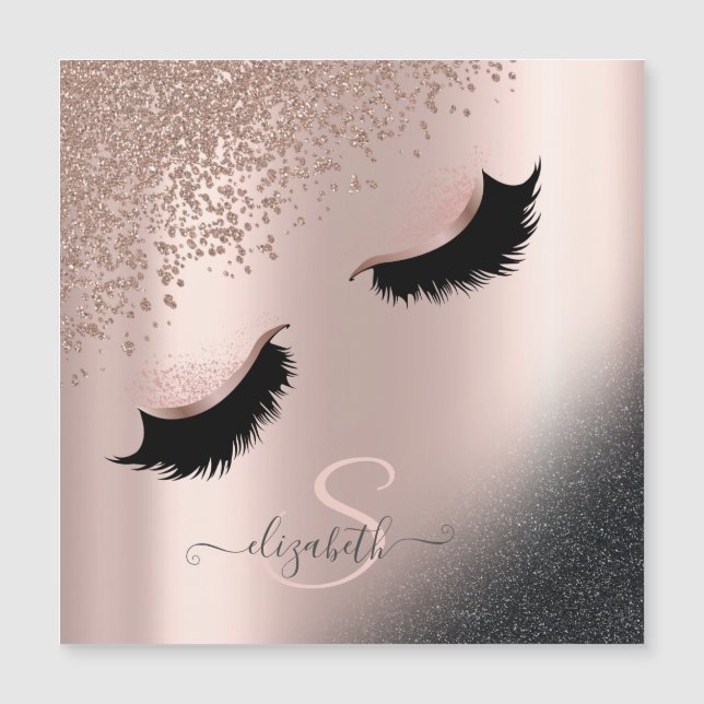 Faux Lashes Black Glitter Diamantes Dourados (Frente)