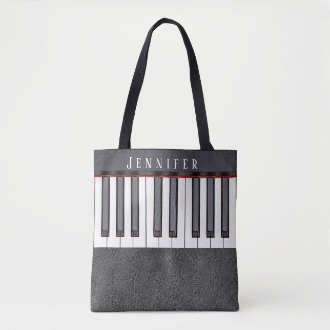 Faux Leather Piano Music Tote Bags (Frente)