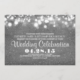 faux prata glitter luzes convites de casamento