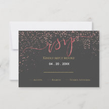 Faux Rosa dourado design de casamento RSVP