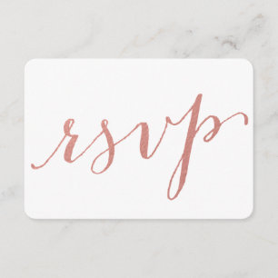 Faux Rosa Gold Foil Glamor   Cartão RSVP de Casame