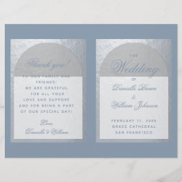 Faux Silver Arch Dusty Blue Foled Wedds Program