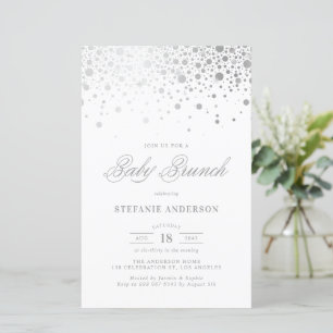 Faux Silver Foil Confetti Baby Brunch Convite