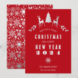 Faux Silver Foil e Cartão de Natal Red Merry