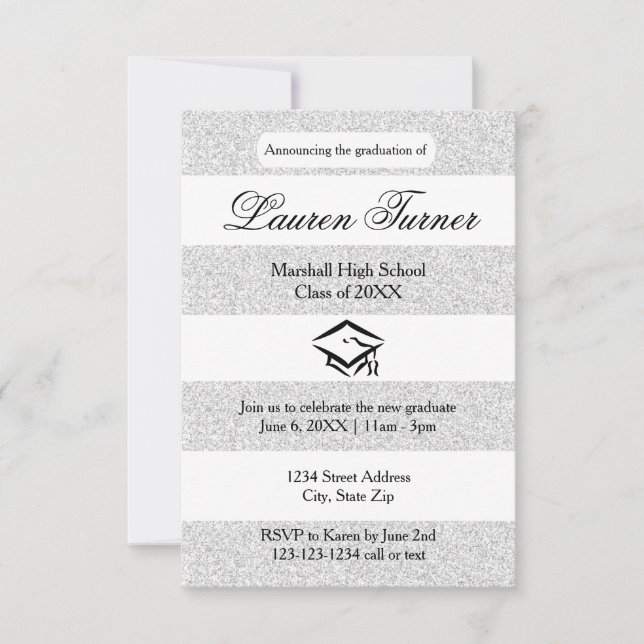 Faux Silver Glitter Stripe - Anúncio de 3x5 Forman (Frente)