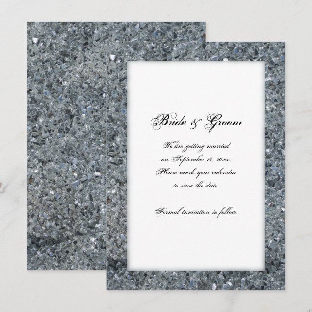 Faux Sparkle Wedding Salvar o Anúncio de Data (Frente/Verso)