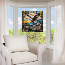 Faux StainGlass Bald Eagle em Voo