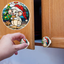 Faux Stainha Glass Mouse Comendo Cookie