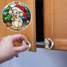 Faux Stainha Glass Mouse Comendo Cookie
