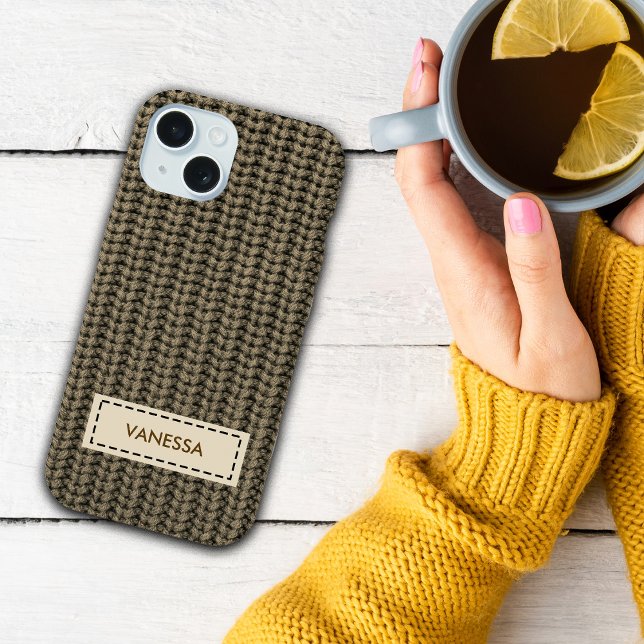 Faux Sweater Knit Custom Name Phone Cover (Criador carregado)