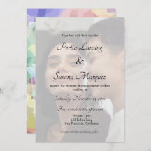 Faux Vellum Effect Convite de casamento Rainbow LG