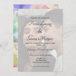 Faux Vellum Effect Convite de casamento Rainbow LG