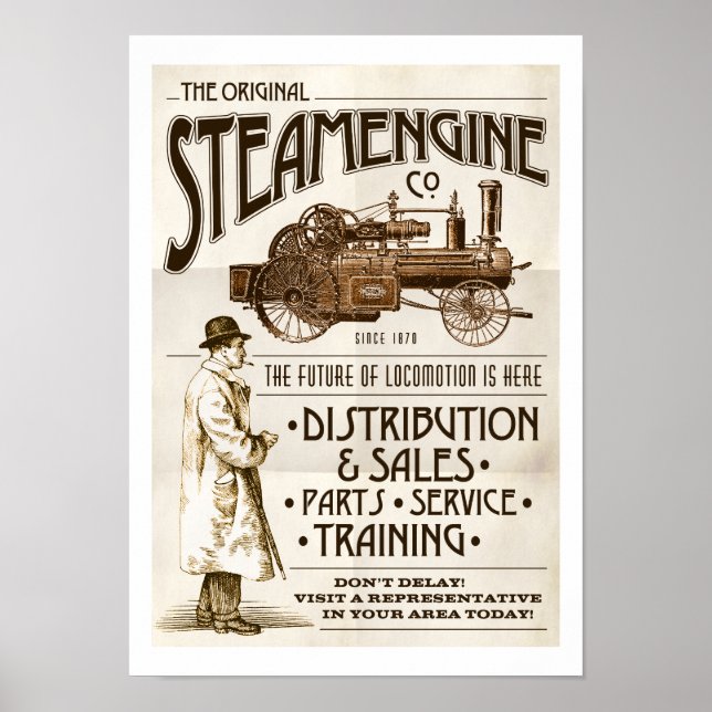 Faux Victorian Steam Engine Co poster (Frente)