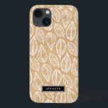 Faux Wood | Deixa MiniCaso Personalizado do iPad P<br><div class="desc">Mini gabinete iPad personalizável com padrão de folhas brancas em um fundo de madeira falsa. Outro padrão e disponível.</div>