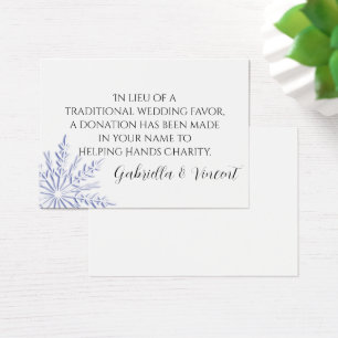 Favor azul da caridade do casamento no inverno do