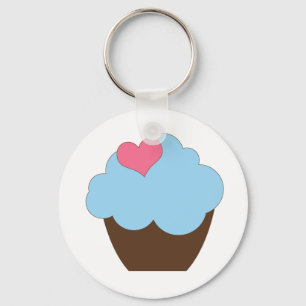 Favor azul do chaveiro do cupcake do aniversário