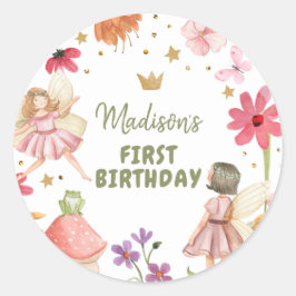 Favor de Adesivo de Fada Aniversário 1º Floresta