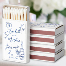 Favor de Caixa de Fósforos de Casamento Azul