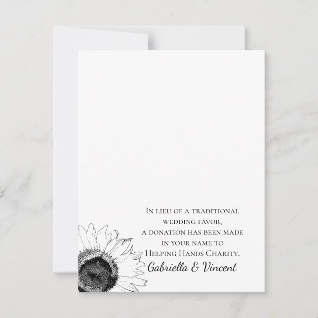 Favor de Caridade do Casamento de Girassol Negro e (Frente)