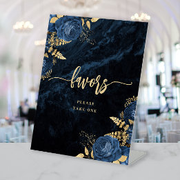 Favor de casamento elegante em azul naval e dourad