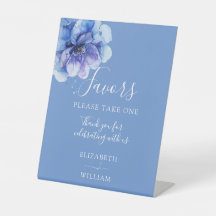 Favor de casamento floral azul de aquarela moderna