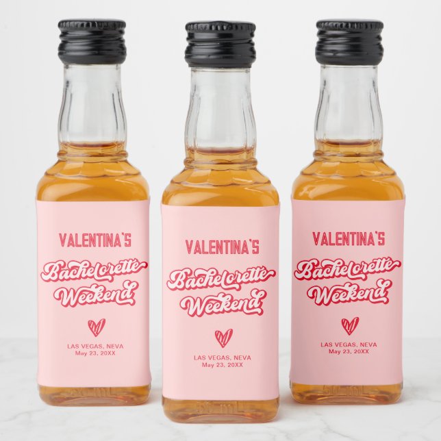 Favor de Festa de solteira rosa e vermelha (Garrafas)