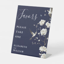 Favor de Floral Chinoiserie Azul Marinho Casamento