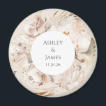 Favor de íman de casamento do jardim floral de cas<br><div class="desc">Magneta de casamento de jardim floral personalizado bege</div>